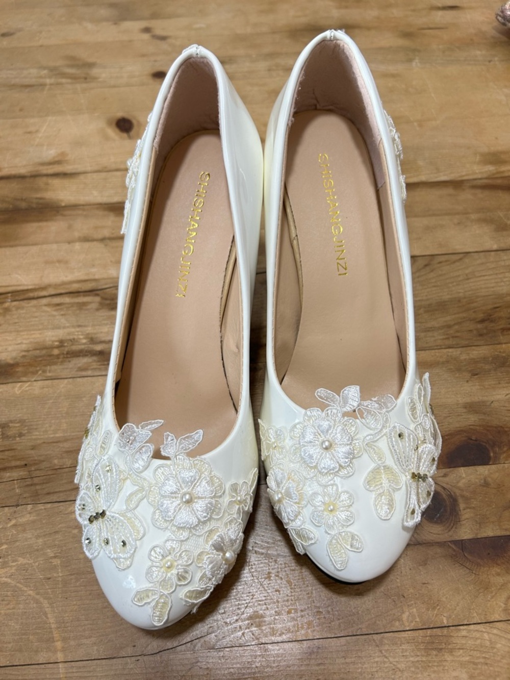 Lace Appliqué Wedding Heels 9 1/2 - 10